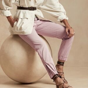 NEW BANANA REPUBLIC SLIM UTILITY  ZIP CUFF PANT - SUPER SOFT COTTON TWILL - PINK